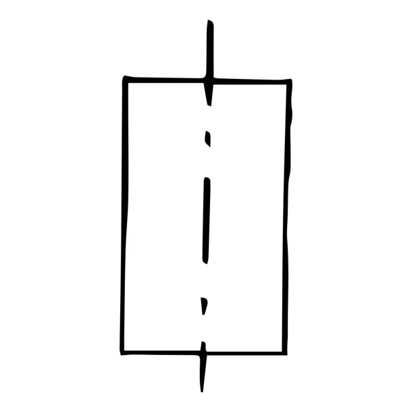 Rettangolo diviso per 2 parti. Schizzo, disegno a mano. Profilo nero su sfondo bianco. Illustrazione vettoriale — Vettoriale Stock