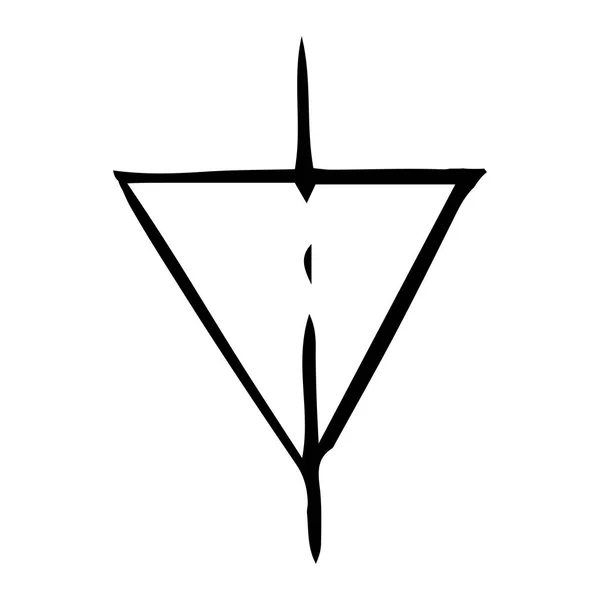 Driehoek met centrum. Schets, handtekening. Zwarte omtrek op witte achtergrond. Vector illustratie — Stockvector