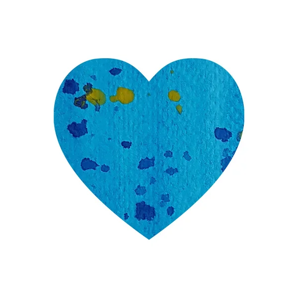 Acquerello blu con cuore giallo disegnare mano illustrazione sfondo — Foto Stock