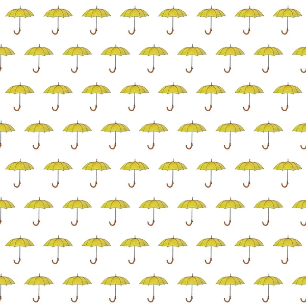 Nahtlose Muster Aquarell Herbst Regenschirm. Umriss Skizze Illustration auf weißem Hintergrund. — Stockfoto
