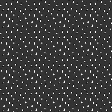 Gri arka plan üzerinde elle çizilmiş yağmur damlaları ile dikişsiz desen. Renkli çizim. Vektör çizimi