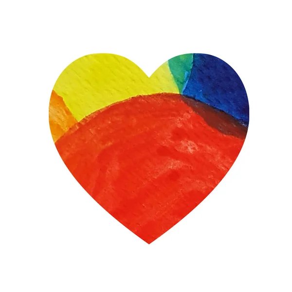 Aquarel regenboog hart hand tekenen illustratie achtergrond — Stockfoto