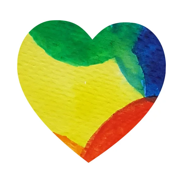 Aquarel regenboog hart hand tekenen illustratie achtergrond — Stockfoto