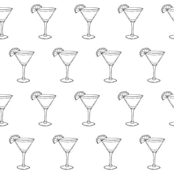 Daiquiri Cocktail Seamless Pattern. Vidrio sobre fondo blanco aislado. Ilustración vectorial . — Vector de stock