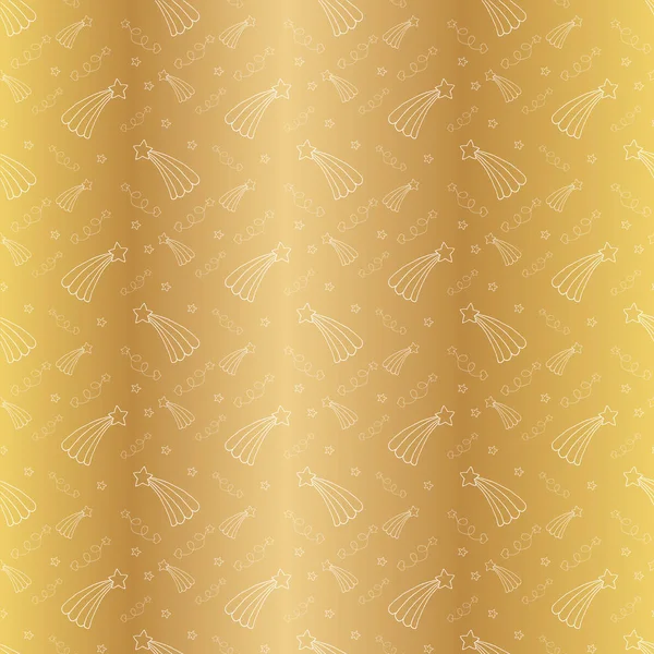 스타 도면과 원활한 패턴. 황금 배경에 흰색 윤곽선입니다. 벡터 그림입니다. Eps10 — 스톡 벡터