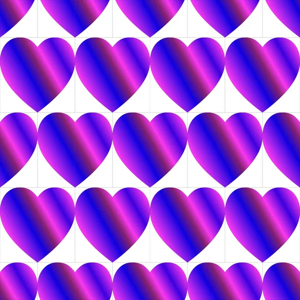 Bezešvý vzor s neonovou gradientovou srdcí na bílém pozadí. Vektorová ilustrace. Eps10 — Stockový vektor