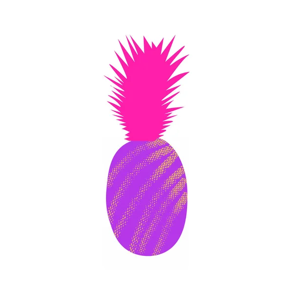 Magische Ananas mit rosa Oberteil und lila Früchten. bunte Umrisse auf weißem Hintergrund. Vektorillustration. eps10 — Stockvektor