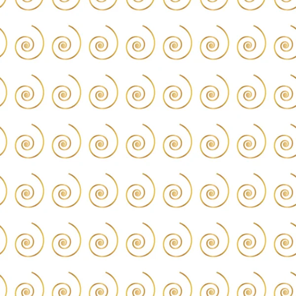 Modello a spirale dorata senza cuciture su sfondo bianco. Illustrazione vettoriale. EPS10 — Vettoriale Stock