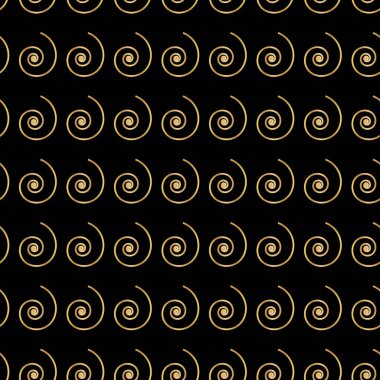 Siyah arka plan üzerinde altın spiral dikişsiz desen. Vektör illüstrasyon. Eps10