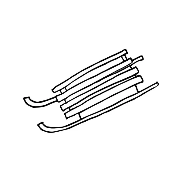 Χειμερινό έλκηθρο. Σκίτσο σχεδίου χεριού. Μαύρο περίγραμμα σε λευκό φόντο. Απεικόνιση διανυσματικών φορέων — Διανυσματικό Αρχείο