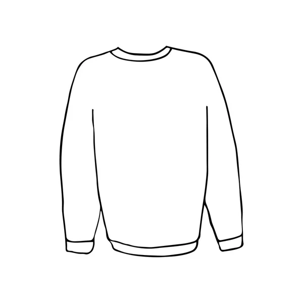 Maglione o pullover per inverno o autunno. Disegno a mano. Profilo nero su sfondo bianco. Illustrazione vettoriale — Vettoriale Stock