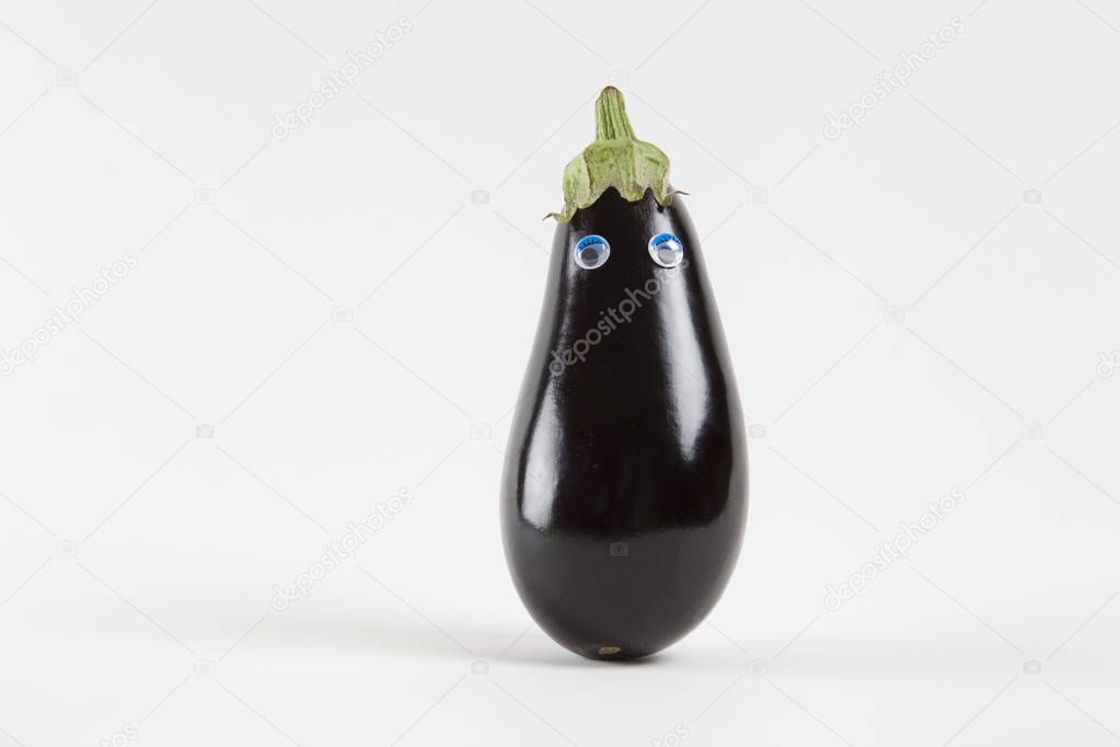 eggplant doll eyes back white