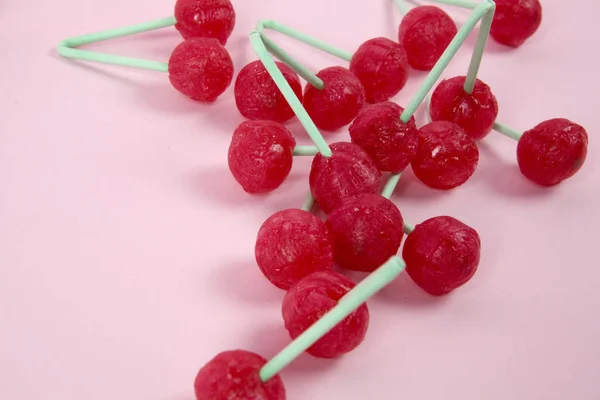 Pirulitos de cereja gêmea — Fotografia de Stock