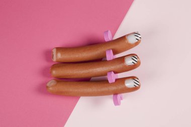 gradient pink background and sausage manicure  clipart