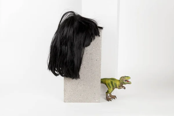 Black wig cinder block and trex — Stock Photo, Image