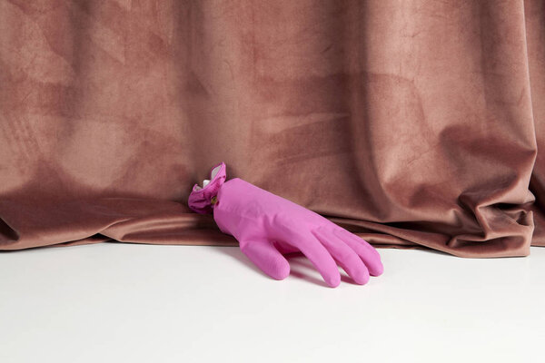 velvet pink gradient plastic glove