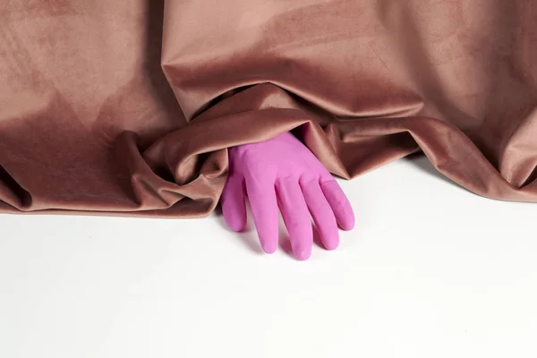 Sammet rosa gradient plast handske — Stockfoto