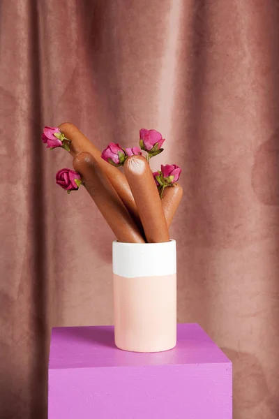 Farbige Würfel und Würstchen Strauß Blumen — Stockfoto