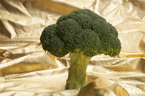 broccoli on gold fabric