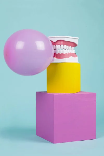 Modello Anatomico Dente Plastica Imparare Lavare Denti Con Una Palla — Foto Stock