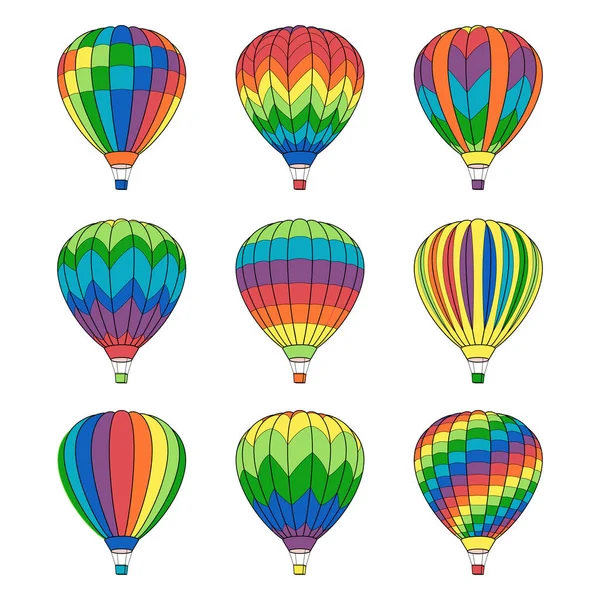 Set of Air Ballon Icons isolated on White — Stock Vector