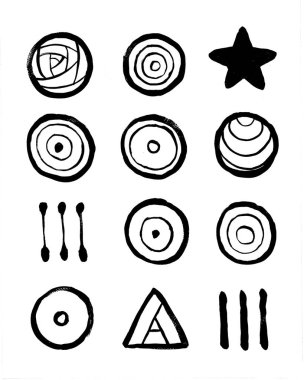 Trendy Soyut İç Afiş. Beyaz Arka Plan Üzerine Siyah El Çizilmiş Resim. Vektör İllüstrasyon. İç Afişler, Kartpostallar, Duvar Arka planlar, Baskılar için Dekoratif Tasarım