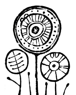 Trendy Soyut Arka Plan İç Afiş. Siyah Grafik El Çizilmiş. 