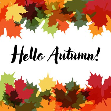 Sonbahar Arka Plan. Vektör İllüstrasyon. Düz Stil. Merhaba, Yapraklı Sonbahar Kartı. Poster, Banner, Kart, Flayer için Eylül Sonbahar Tasarım Koleksiyonu