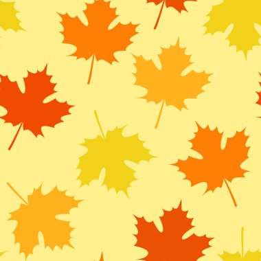 Sonbahar Akçaağaç Yapraklı Kusursuz Desen. Vektör İllüstrasyonu. Sonbahar Tasarım Koleksiyonu, Arkaplan, Paket Kağıt Tasarımı