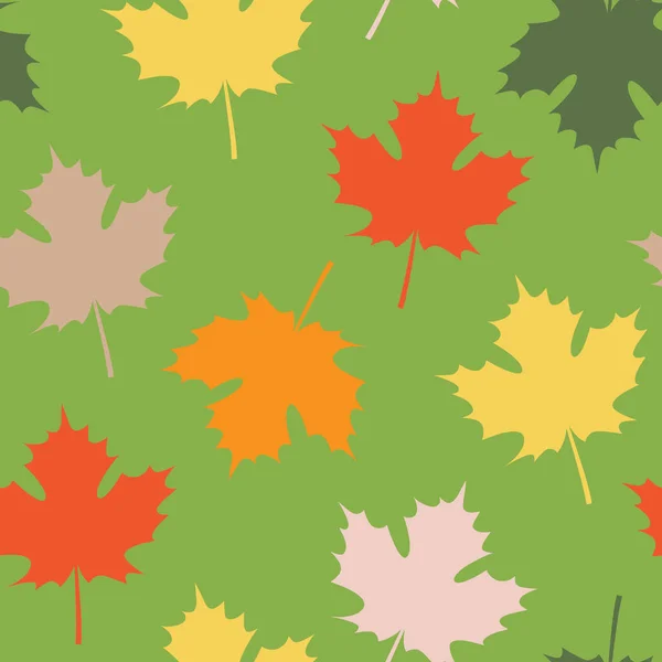 Seemless Pattern with Autumn Maple Leaves — Stock Vector