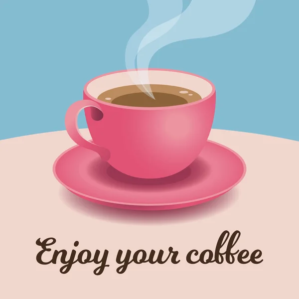 Guten Morgen Karte mit einer Tasse frischen Kaffee — Stockvektor
