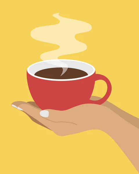 Taza de café fresco tarjeta vectorial ilustración — Vector de stock