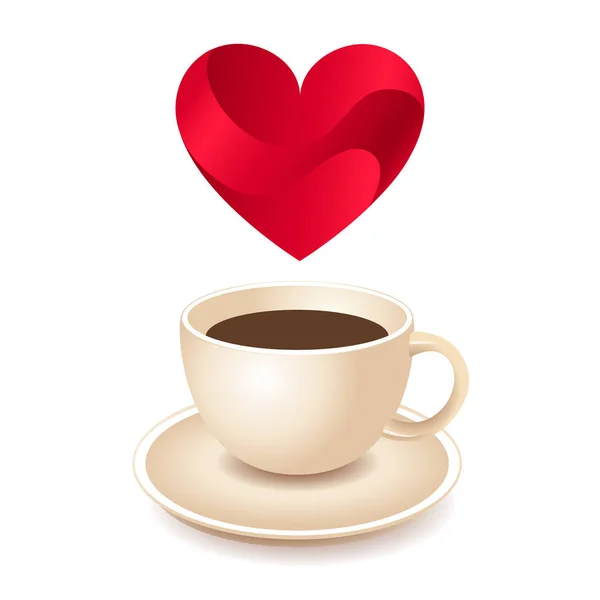 Cup of Fresh Coffee with Heart Vector — Stock Vector