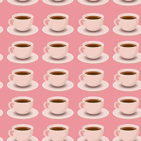 Patrón sin costura con té blanco o tazas de café en rosa — Vector de stock
