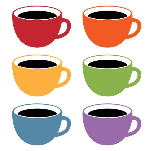 Conjunto de tarjetas con tazas de café fresco de la mañana — Vector de stock