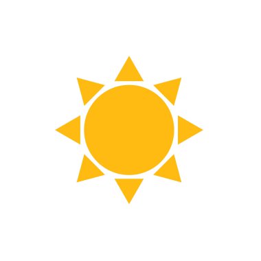 Güneş Simgesi. Sarı Basit Tasarım Vektör İllüstrasyon