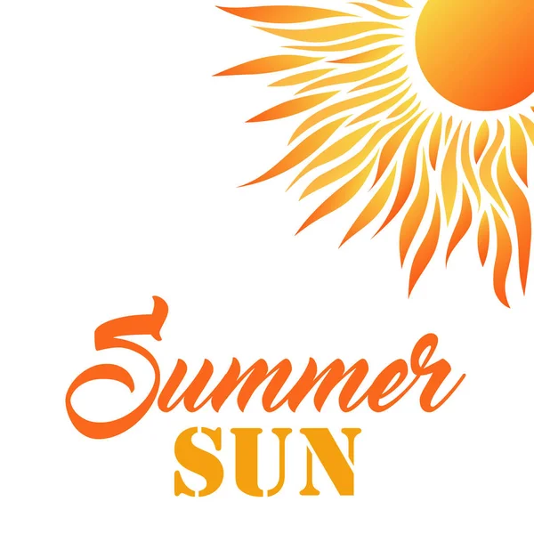 Krásná letní karta s ikonou Sun a textem — Stockový vektor