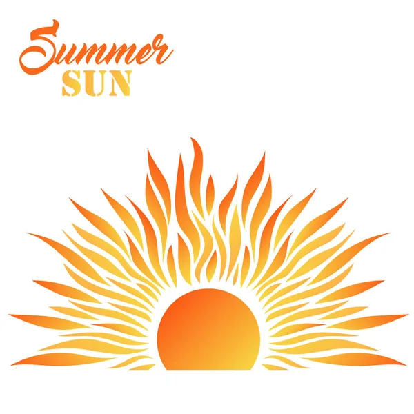 Hermosa tarjeta de verano con icono del sol y texto — Archivo Imágenes Vectoriales