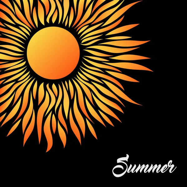 Belo cartão de verão com ícone de sol e texto — Vetor de Stock