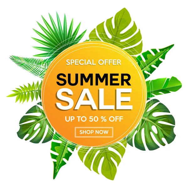 Tarjeta de venta de verano para tiendas y descuentos en ofertas especiales — Vector de stock