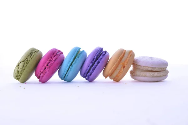 Pastel Macaron Macarrón Aislado Sobre Fondo Blanco Postre Dulce Colorido — Foto de Stock