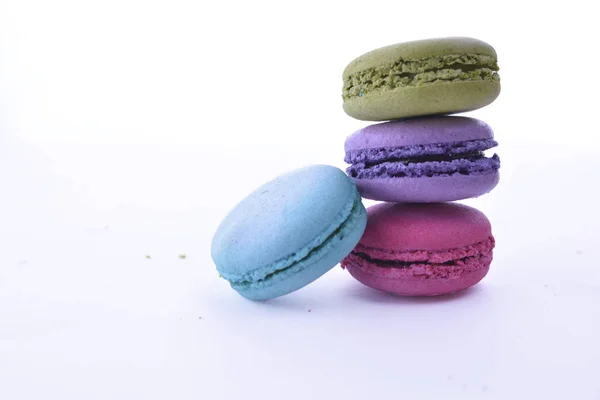 Pastel Macaron Macarrón Aislado Sobre Fondo Blanco Postre Dulce Colorido — Foto de Stock