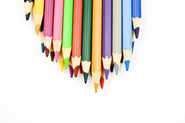 Watercolor multicolored drawing pencils on white background — Stock Photo, Image