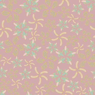 Vektör şeftali çiçek düzenleme dikişsiz desen arka plan sevimli ve eğlenceli muz