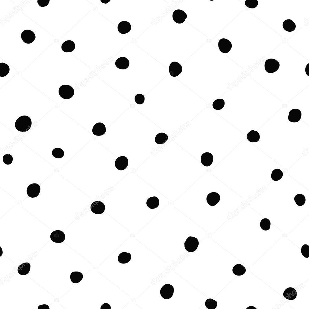 Vector black and white polka dots seamless pattern background