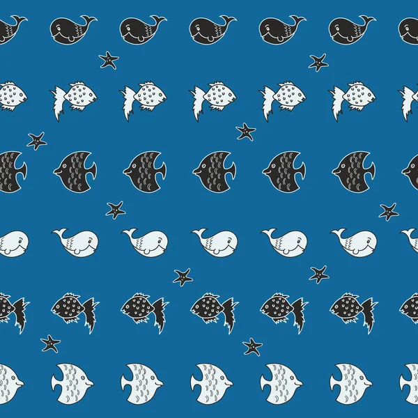 Vector horizontal peces sin costura patrón de fondo — Archivo Imágenes Vectoriales