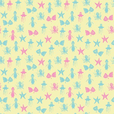 Vektör sarı, su altı desensiz arkaplan