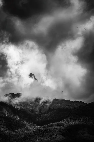 Alps. Mont Blanc mountains in the fall. Climate problems warming and lack of snow. Black and White Alps Nature Image — Stock Image Alps Mont Blanc Mountains Fall Climate Problems Warming Lack Snow Royalty Free Stock Images