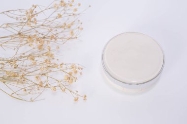close-up shot of makeup powder on white