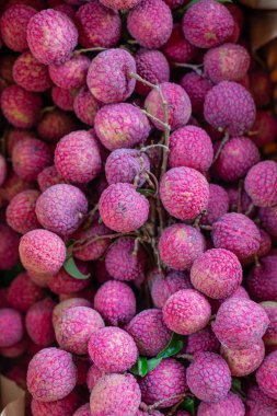 close-up shot of ripe Lychee fruits